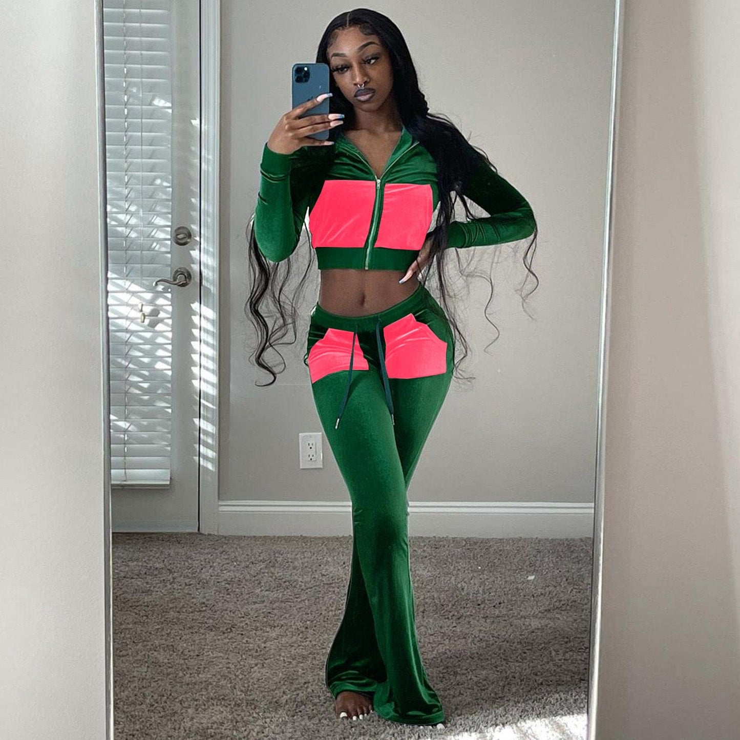 Velour Tracksuit Womens 2 Pieces Joggers Outfits Jogging Sweatsuits Set Soft Sports Sweat Suits Pants