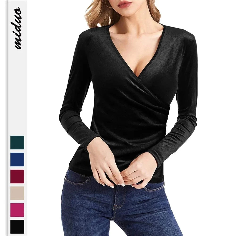 Velvet Latest Design Elegant Black Top For Ladies Trendy Women Clothing 2023