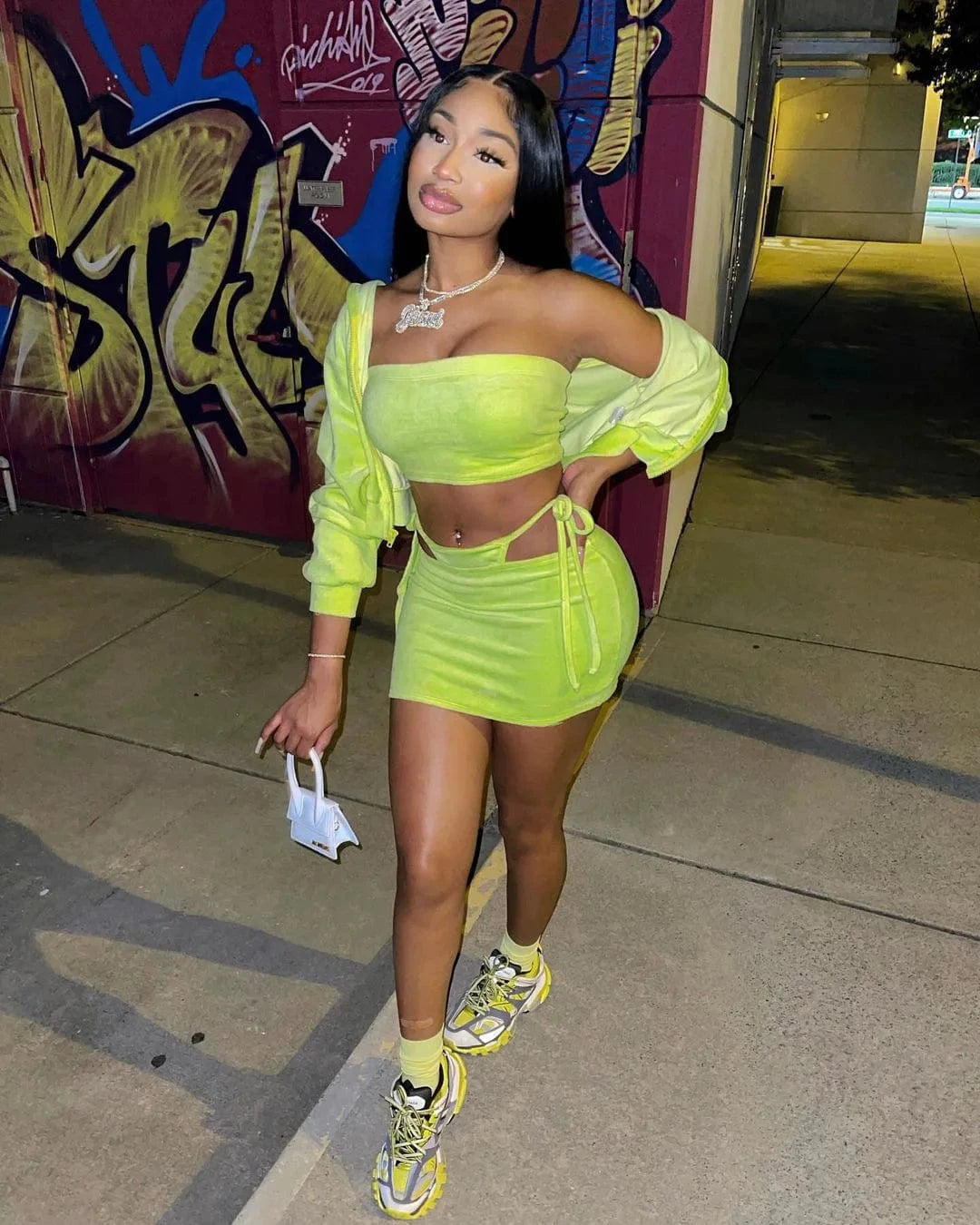 Velvet Set Women Winter Wear Crop Top and Mini Skirts Outfits Fashionable Winter Sets for Women Skirt Set 3 Piece Suit