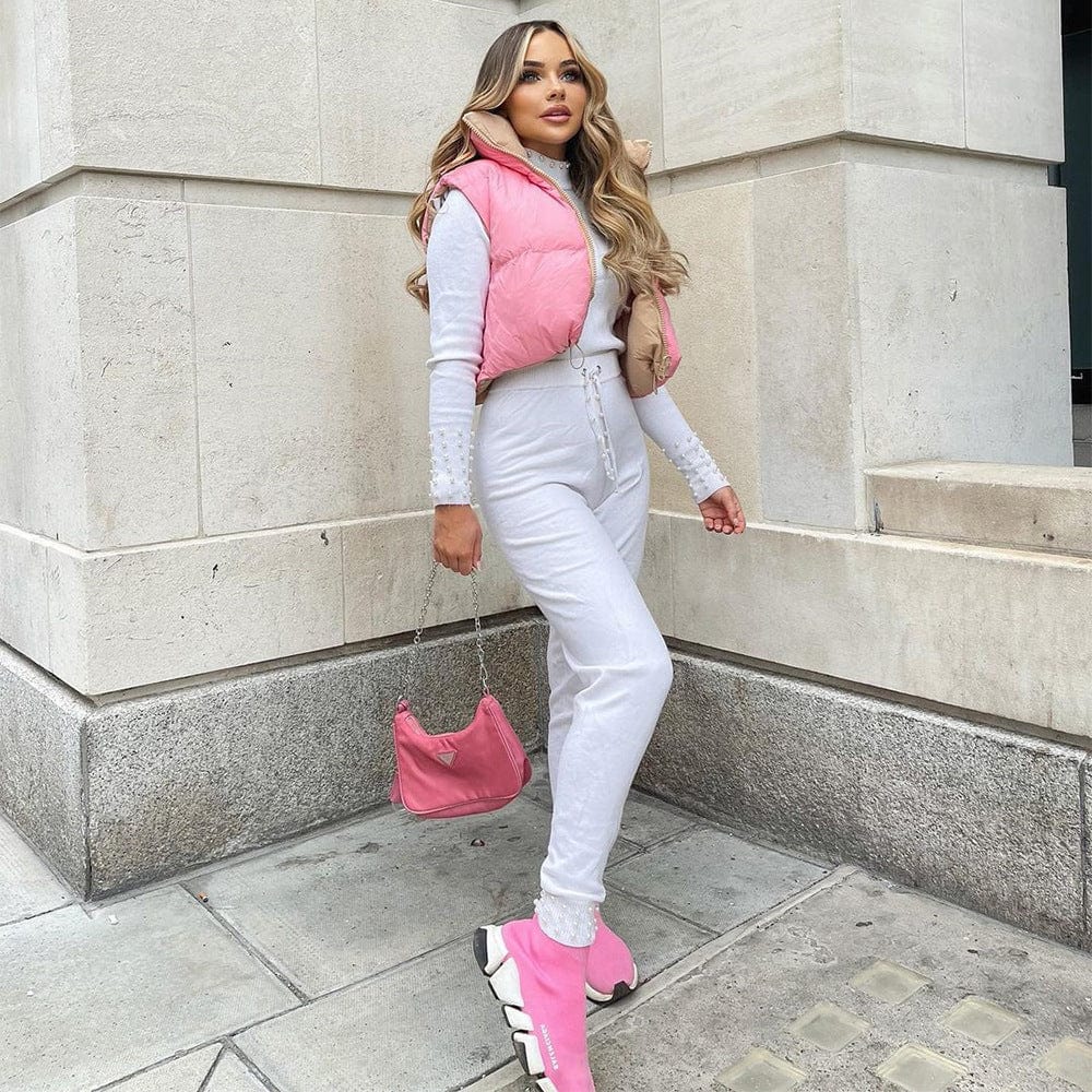 Vest winter warm waistcoats lightweight casual color block Double-sided puffer vest stand collar womens down vest
