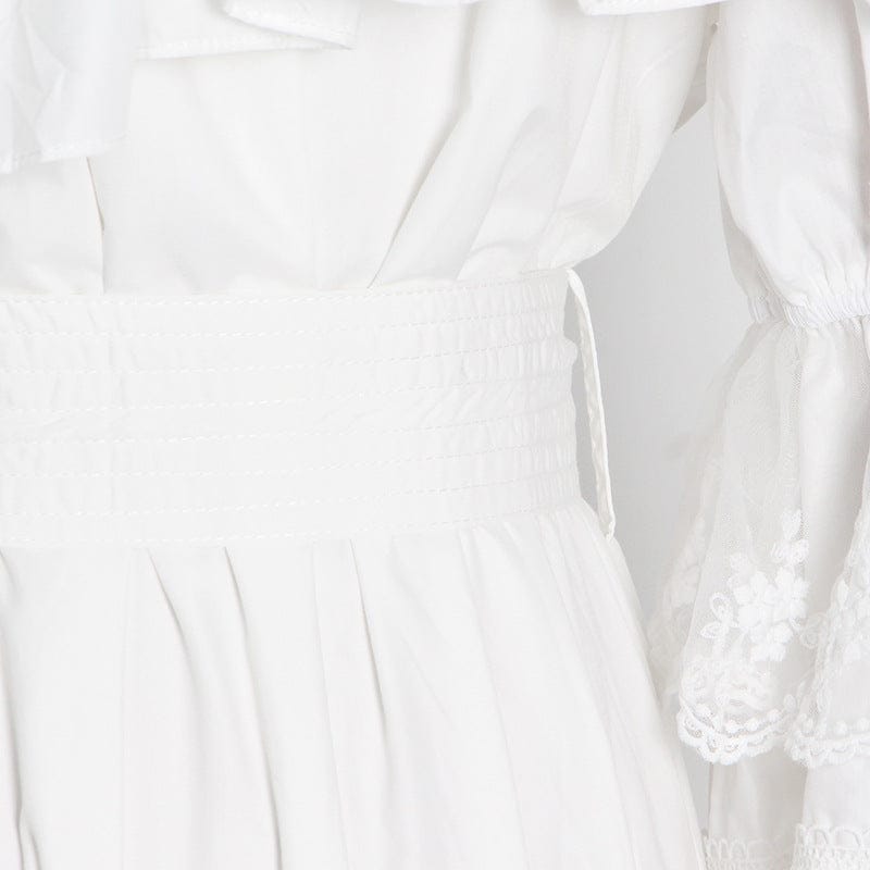 Vestidos Verano Temperament And Elegant Style Solid Dress 2022 Autumn New Puff Sleeves Short-sleeve Ruffled Dress