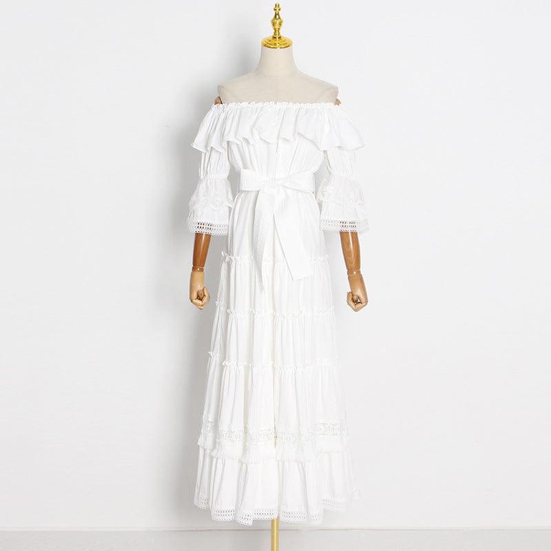 Vestidos Verano Temperament And Elegant Style Solid Dress 2022 Autumn New Puff Sleeves Short-sleeve Ruffled Dress