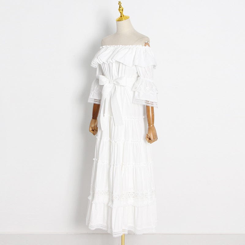 Vestidos Verano Temperament And Elegant Style Solid Dress 2022 Autumn New Puff Sleeves Short-sleeve Ruffled Dress