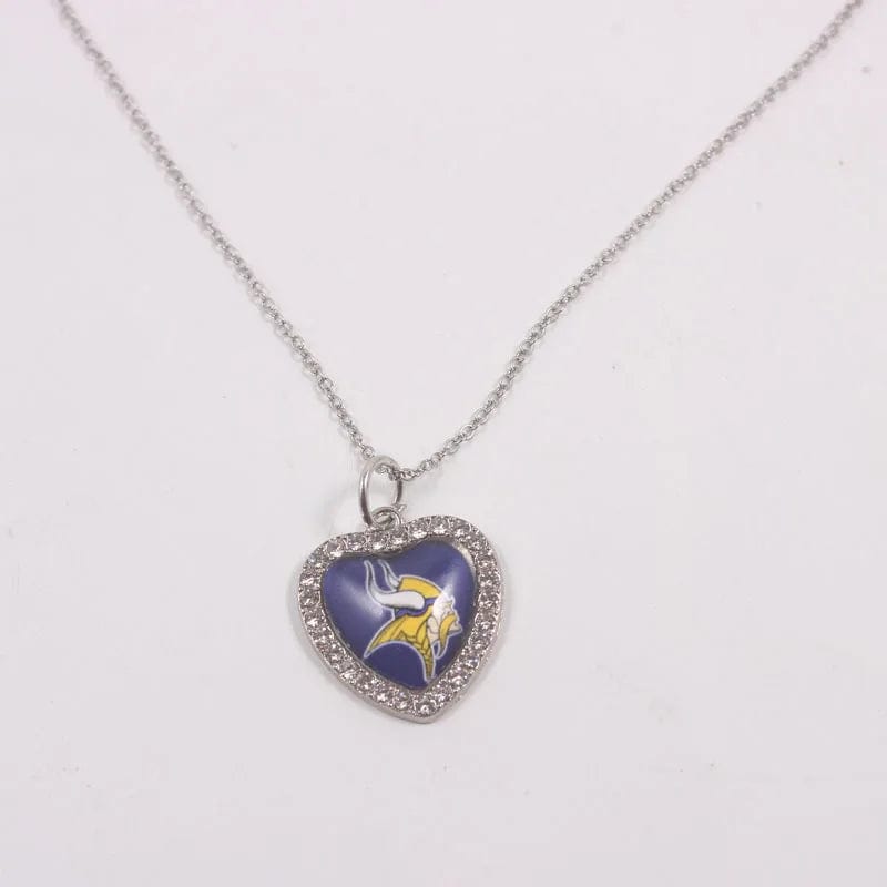 vikings New Arrival 32 designs rhinestone heart American football pendant charms accessories stainless steel necklace heart necklace