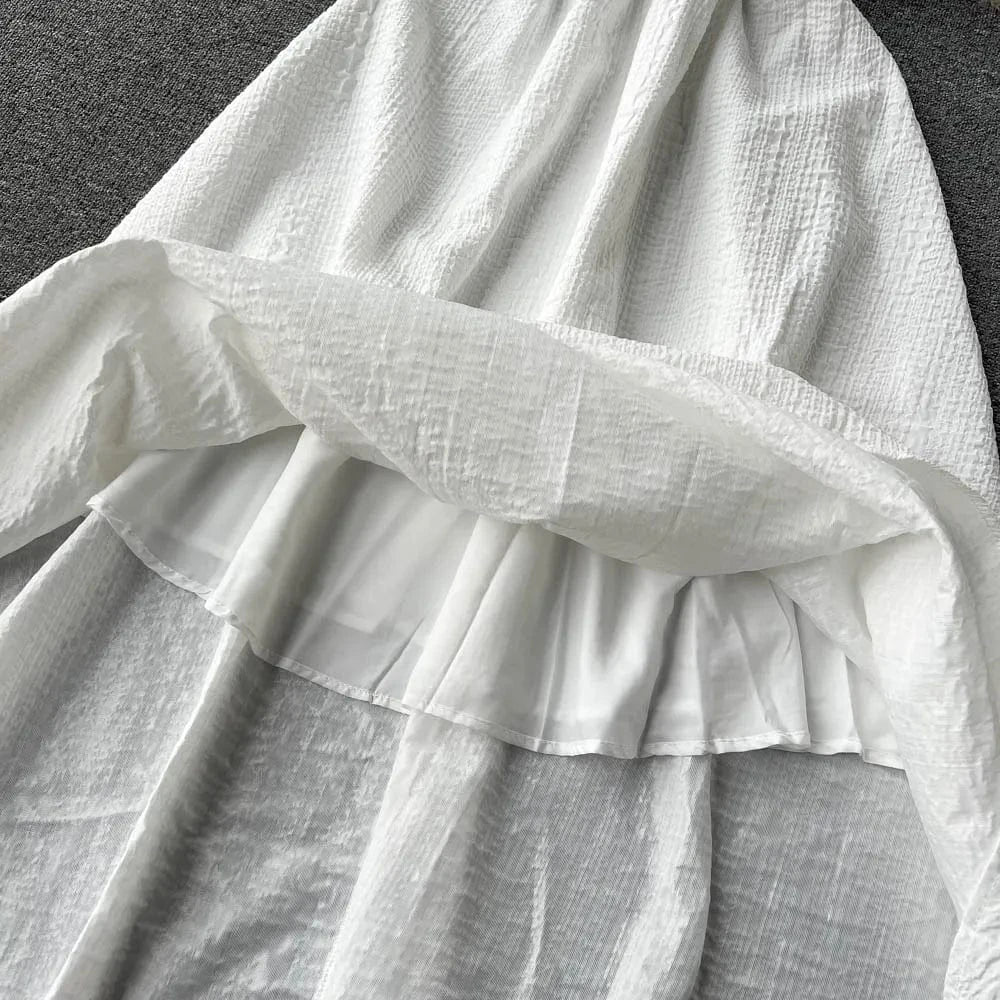 Vintage Audrey Hepburn Dress Women Ball Gown With Lining Midi Dress Square Collar Slim Waist Side Zipper Puff Sleeve