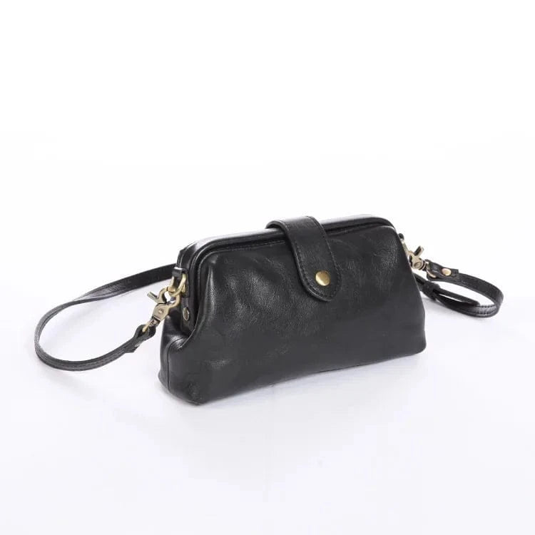 Vintage Genuine Leather Crossbody Shoulder Bag with Shoulder Straps Messenger Bag For Women
