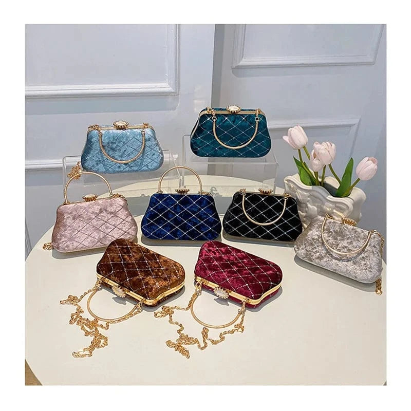 Vintage Women Party Box Clutch Bag Velvet Exquisite Design Elegant Clutches For Ladies Girls Wedding Purse Luxury Evening Bag