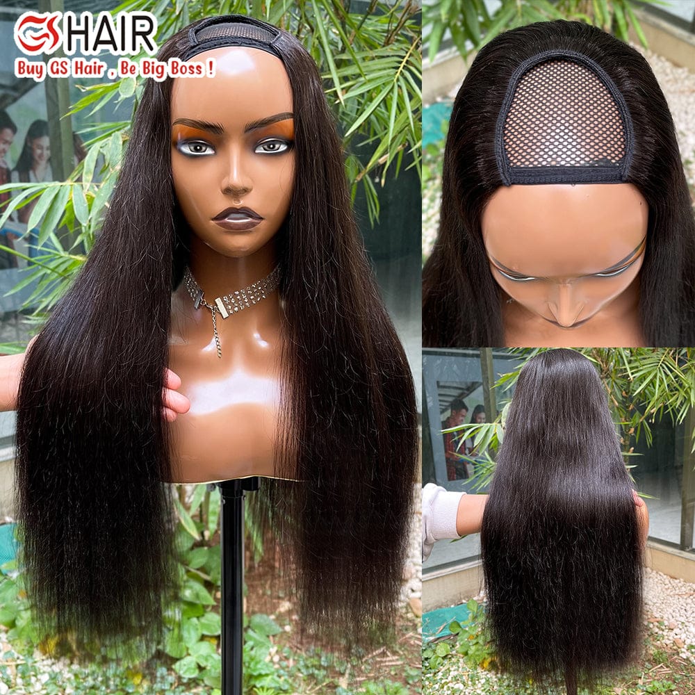 Virgin Hd Indian human Hair U Part Wig For Black Women, U Part Frontal Cheap Full Bangs Lace Front Human Hair Wig