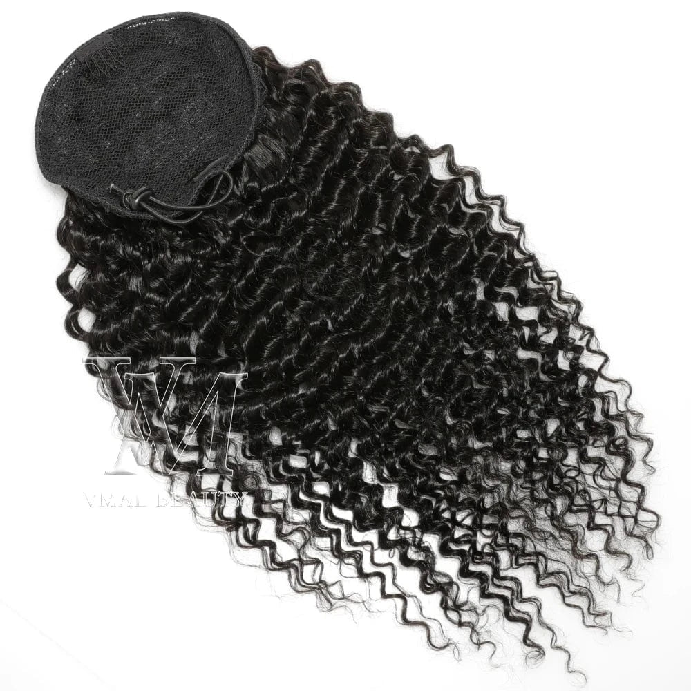 VMAE 100% Human Hair Ponytail 3A 3B 3C Kinky Curly Natural Color Wholesale Human Hair Drawstring Ponytail Human Hair Ponytail