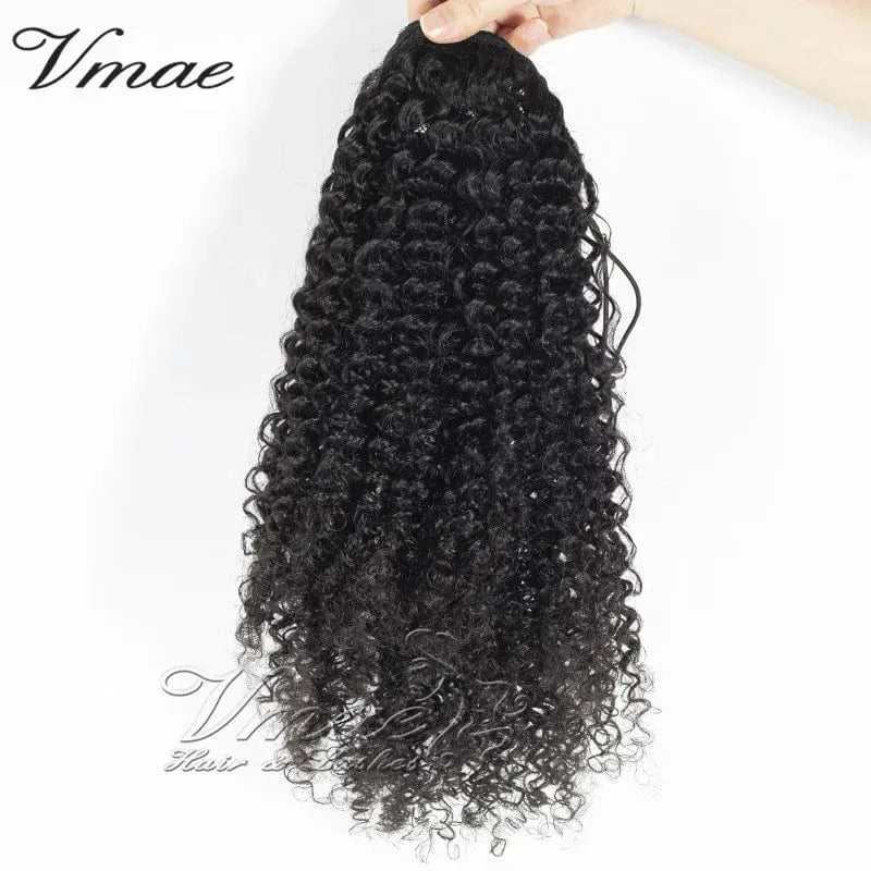 VMAE 100g Afro Kinky Curly Raw Virgin Hair Weaves Burmese 3A 3C 4B 4C One Donor Human Hair Drawstring Ponytail with Easy Combs