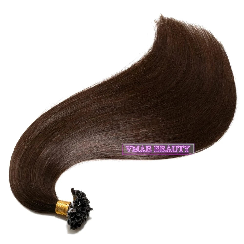 VMAE 100g Ukrainian 1# Black Color Bomb Slik Straight Raw Virgin One Donor Hair Weaves Pre Bonded U Tip Human Hair Extension