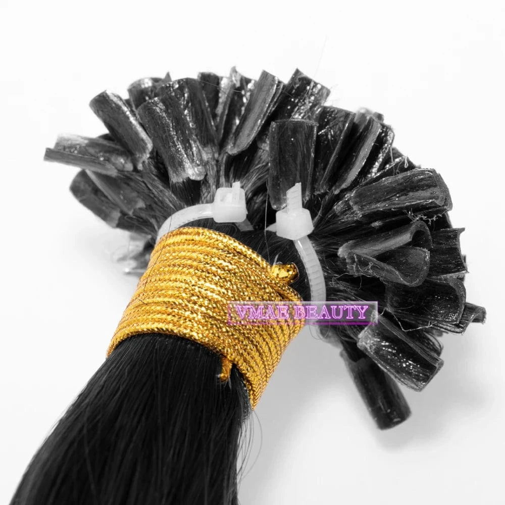 VMAE 100g Ukrainian 1# Black Color Bomb Slik Straight Raw Virgin One Donor Hair Weaves Pre Bonded U Tip Human Hair Extension