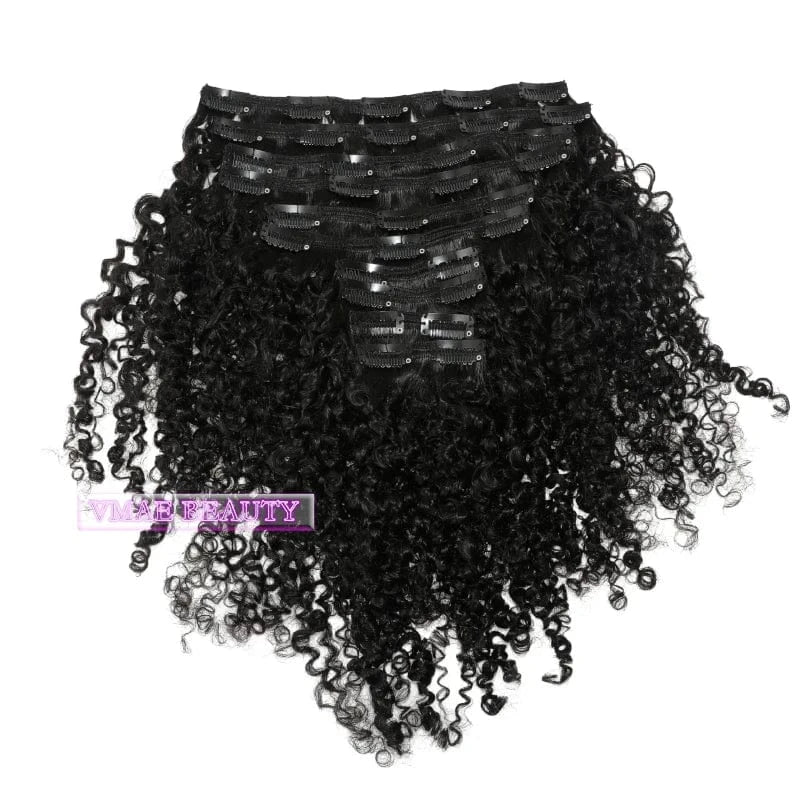 VMAE Best Quality Mongolian Raw Virgin Natural Black 100g Natural Black Afro Kinky Curly Clip In Extension Human Hair