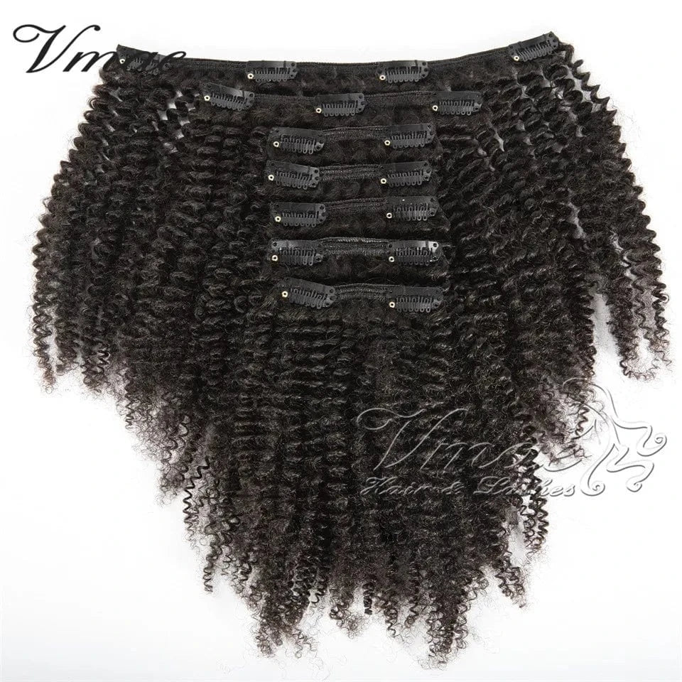VMAE Best Quality Mongolian Raw Virgin Natural Black 100g Natural Black Afro Kinky Curly Clip In Extension Human Hair