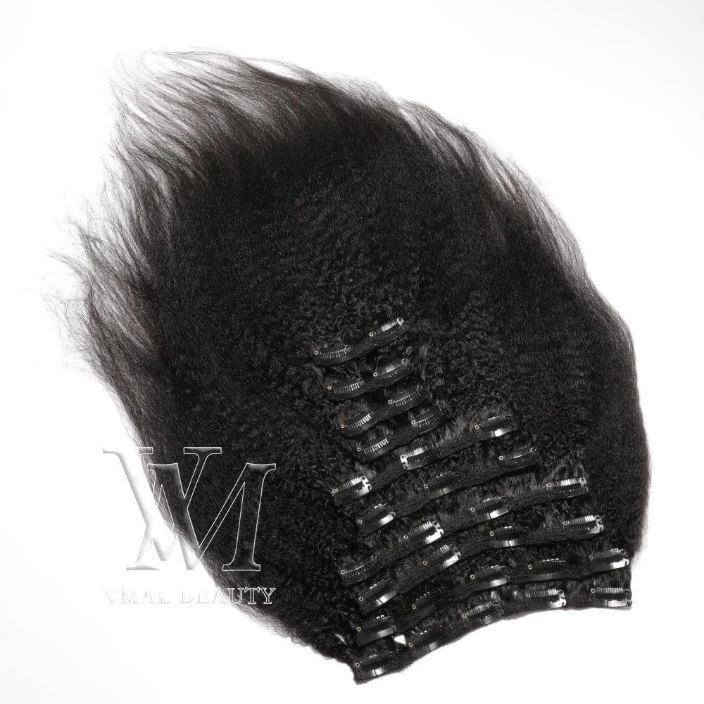 VMAE Best Quality Mongolian Raw Virgin Natural Black 100g Natural Black Afro Kinky Curly Clip In Extension Human Hair