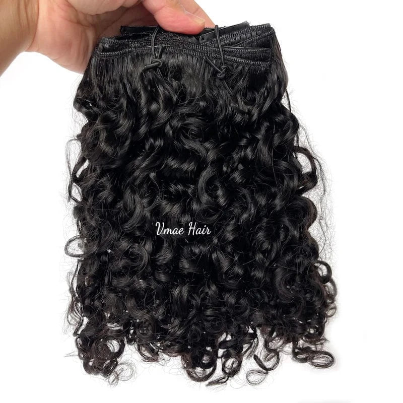 VMAE Best Quality Mongolian Raw Virgin Natural Black 100g Natural Black Afro Kinky Curly Clip In Extension Human Hair