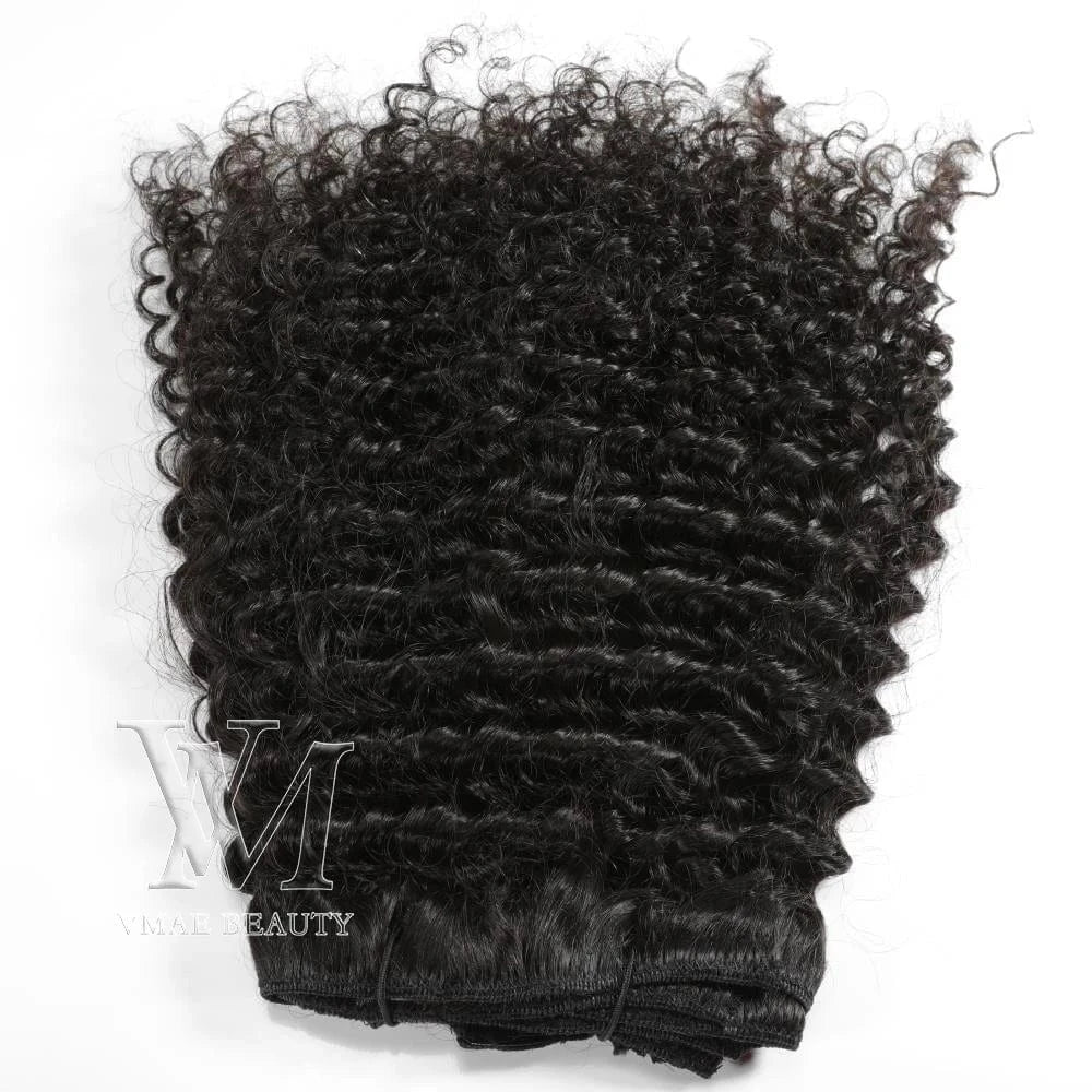 VMAE Best Quality Mongolian Raw Virgin Natural Black 100g Natural Black Afro Kinky Curly Clip In Extension Human Hair