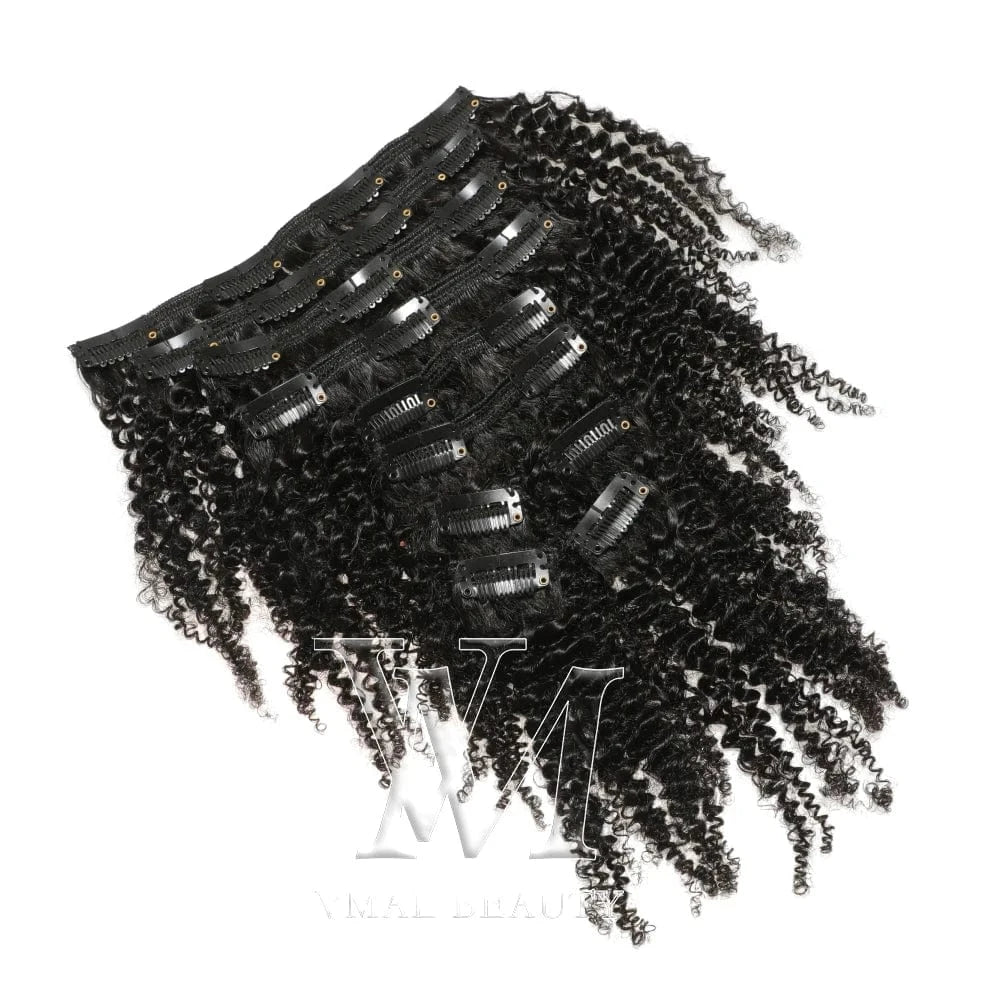VMAE Best Quality Mongolian Raw Virgin Natural Black 100g Natural Black Afro Kinky Curly Clip In Extension Human Hair