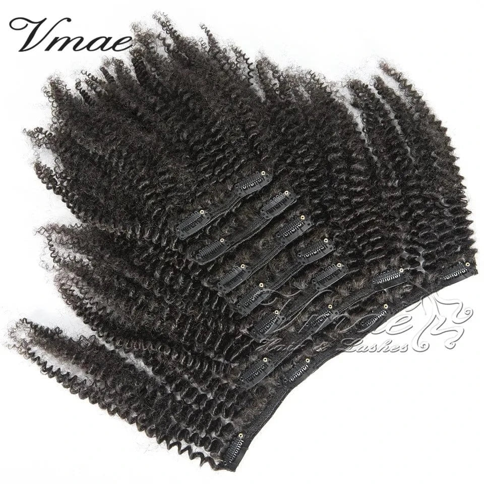 VMAE Best Quality Mongolian Raw Virgin Natural Black 100g Natural Black Afro Kinky Curly Clip In Extension Human Hair
