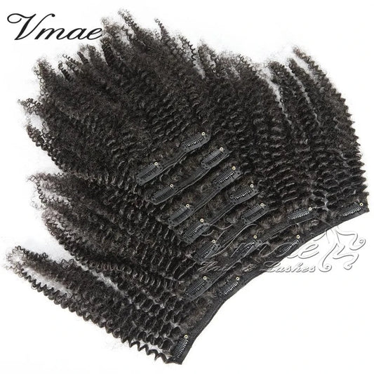VMAE Best Quality Mongolian Raw Virgin Natural Black 100g Natural Black Afro Kinky Curly Clip In Extension Human Hair