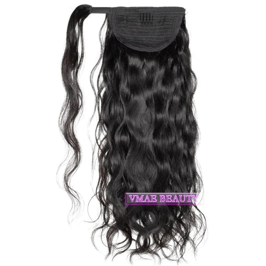 VMAE Brazilian 100g Raw Virgin Cuticle Aligned Hair Natural Wave Wrap Around Ponytail Human Hair Extensions