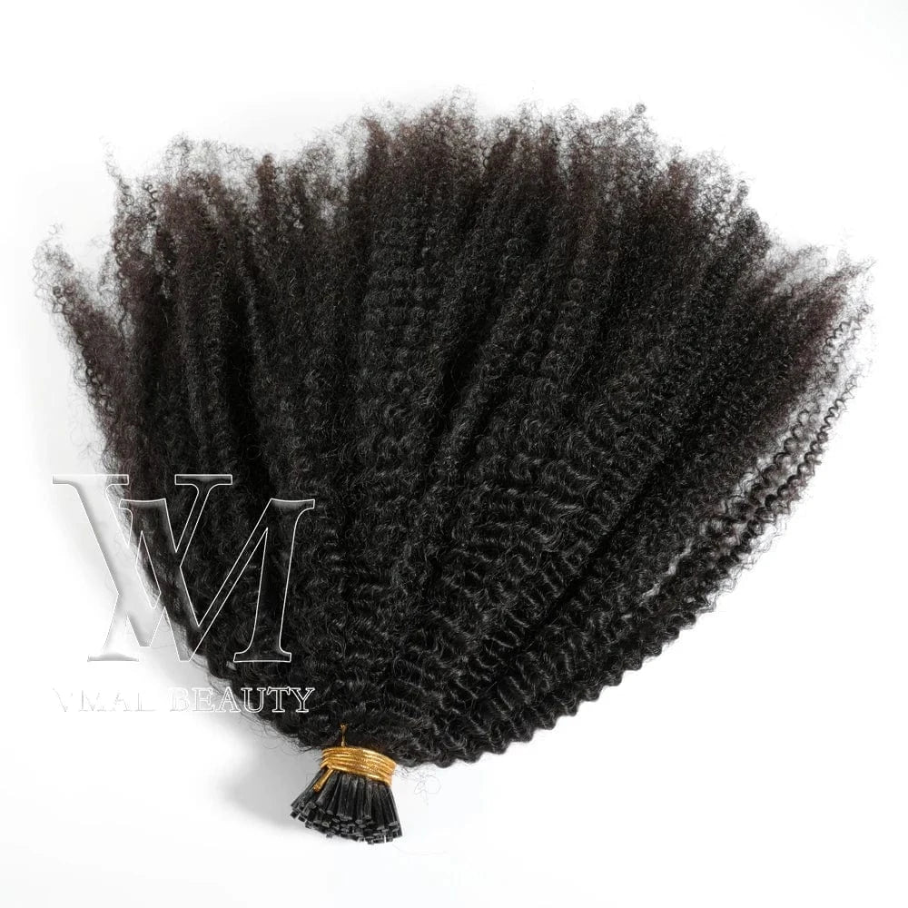 VMAE Brazilian Raw Virgin Afro 3B 3C Kinky Curly I Tip Keratin Hair Wave Pre Bonded Cuticle Aligned Remy Hair Extension