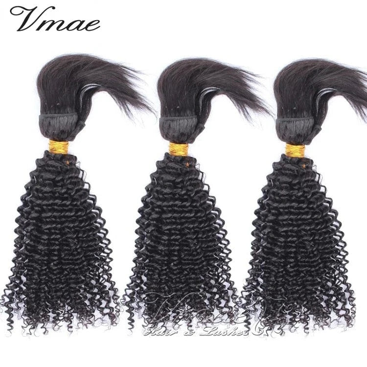 VMAE Brazilian Virgin Kinky Curly 3A 3B 3C 4A 4B 4C Natural Black unprocessed Soft Cuticle Aligned Braid In Bundles Human Hair
