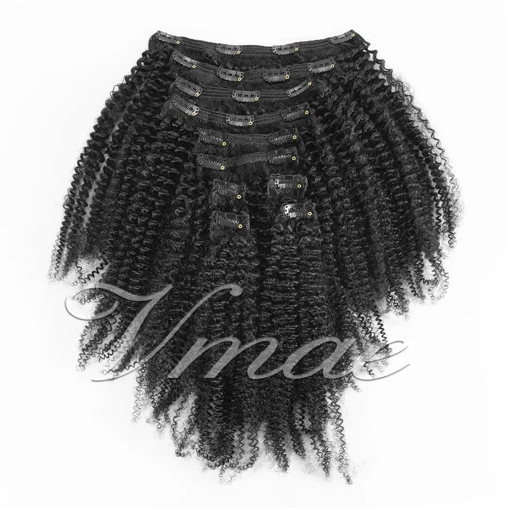 VMAE Burmese 100g 120g Natural Black Afro Kinky Curly 3A 3B 3C 4A 4B 4C Clip Ins Human Hair Clip In Extensions for Black Women