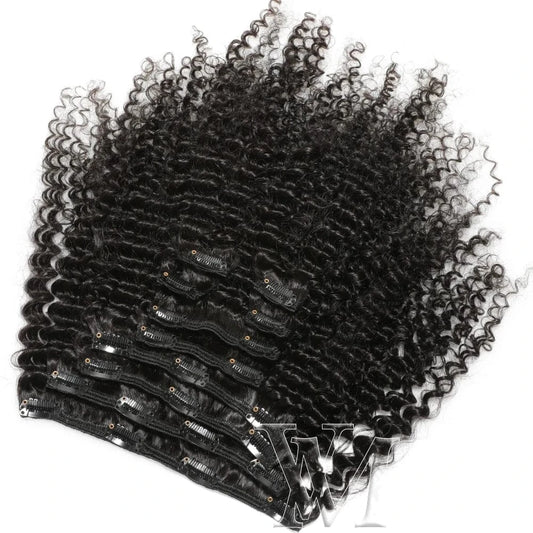 VMAE Burmese 100g 120g Natural Black Afro Kinky Curly 3A 3B 3C 4A 4B 4C Clip Ins Human Hair Clip In Extensions for Black Women