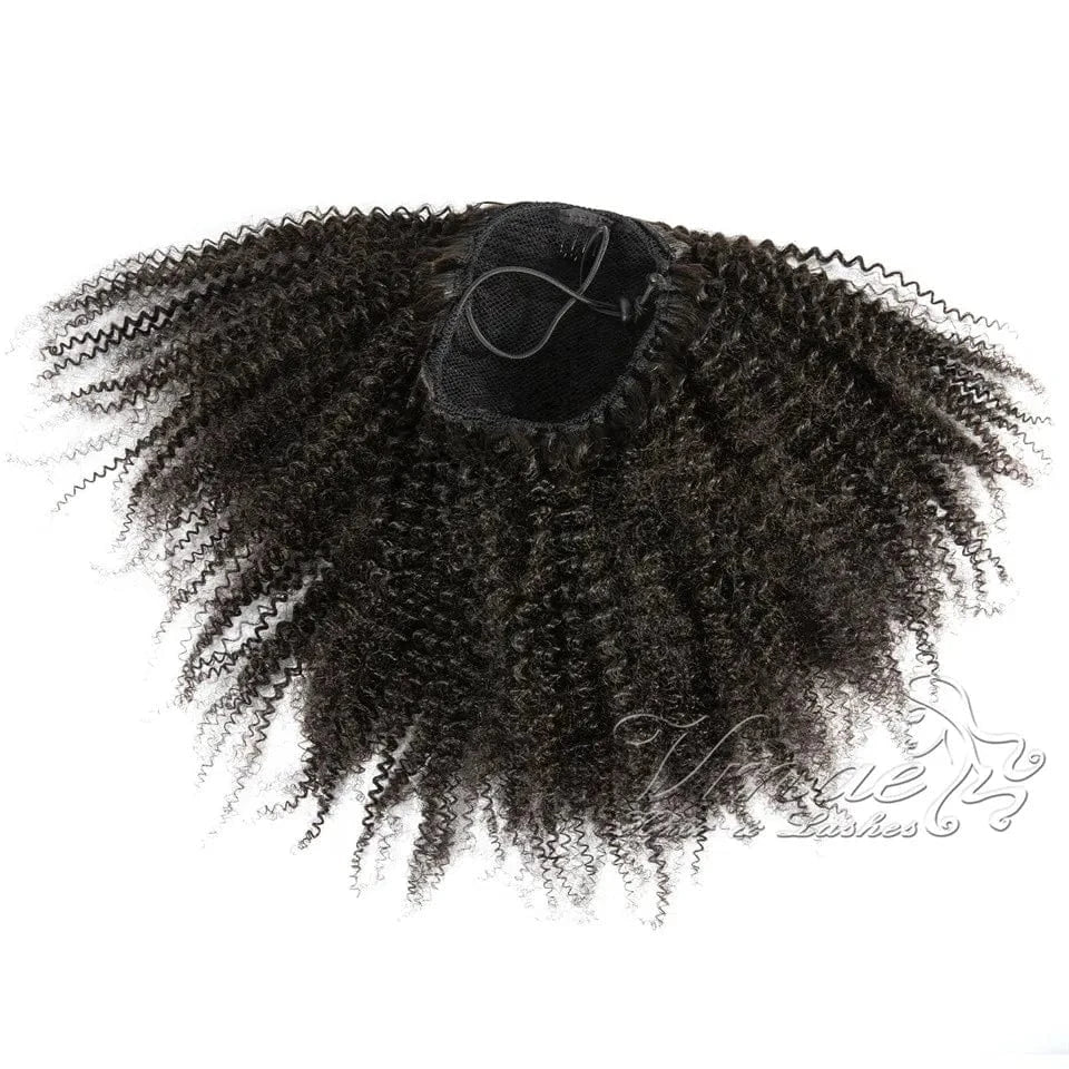 VMAE Burmese Full Thickness 3A 3B 4C Afro Kinky Curly Raw Hair Weaves One Donor Human Hair Drawstring Ponytail With Easy Combs