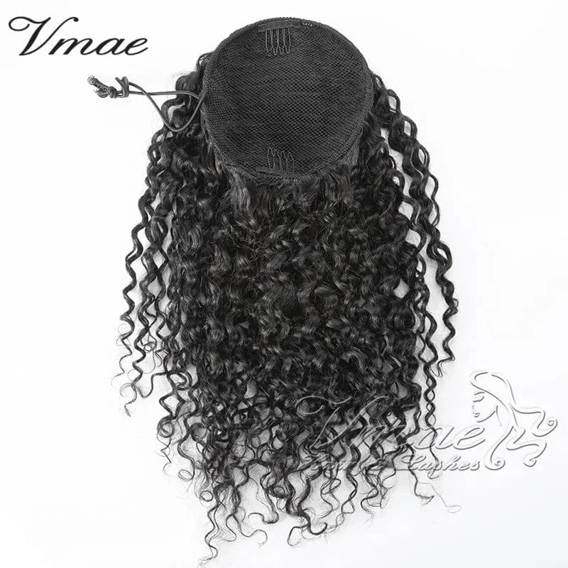 VMAE Burmese Full Thickness 3A 3B 4C Afro Kinky Curly Raw Hair Weaves One Donor Human Hair Drawstring Ponytail With Easy Combs