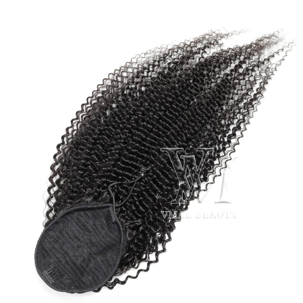 VMAE Burmese Full Thickness 3A 3B 4C Afro Kinky Curly Raw Hair Weaves One Donor Human Hair Drawstring Ponytail With Easy Combs