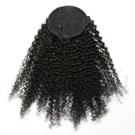 VMAE Burmese Full Thickness 3A 3B 4C Afro Kinky Curly Raw Hair Weaves One Donor Human Hair Drawstring Ponytail With Easy Combs