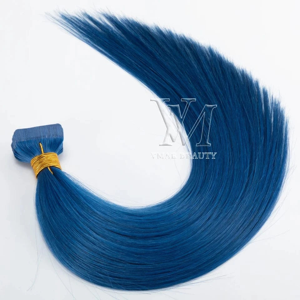 VMAE European Blue Pink Purple #60 Skin Weft Straight Double Drawn 40 Pieces 100g Remy Raw Human Tape In Hair Extension
