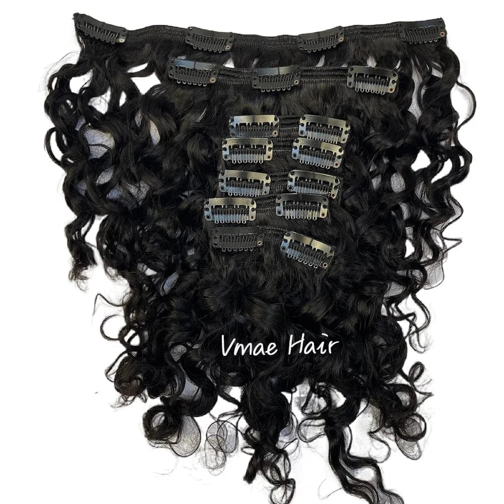 Vmae Factory Price 10 inch to 32 inch Natural Color 3A 3B 3C Kinky Curly Clip In Hair Pieces Human Remy Hair Extensions