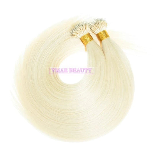 VMAE High Quality 13A Virgin Micro Link Hair 100g Full End 60# Light Color Micro Ring Loop Human Hair Extension