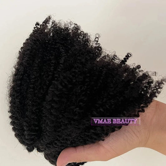 VMAE High Quality Kinky Curly Virgin Indian Hair Handtied Feather Hair Keratin Knots Hair Extensions