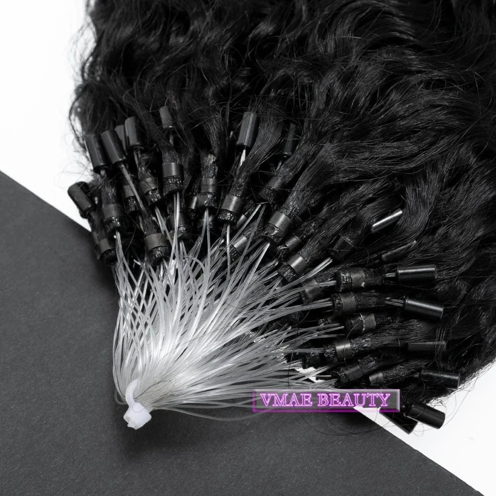 Vmae Hot Selling High Quality Brazilian Hair 100g Virgin Afro Kinky Curly Keratin Micro Loop Ring Styled as 3B 4A 4B 4C Curl