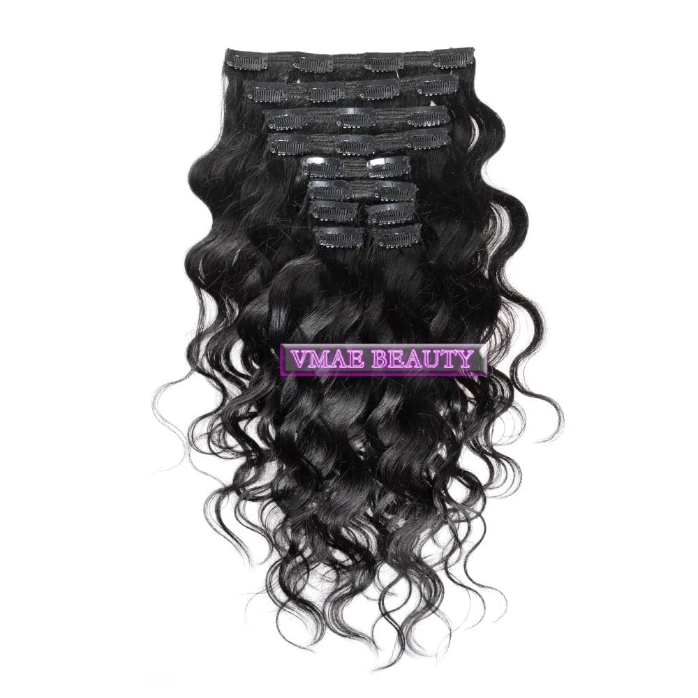 VMAE Indian Full Cuticle Aligned Virgin Kinky Curly Natural Body Water Wave Remy Raw Human Hair Clip In Extensions