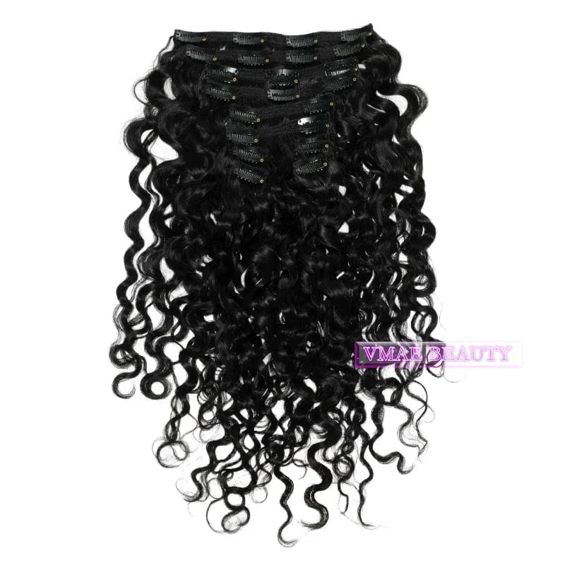 VMAE Indian Full Cuticle Aligned Virgin Kinky Curly Natural Body Water Wave Remy Raw Human Hair Clip In Extensions