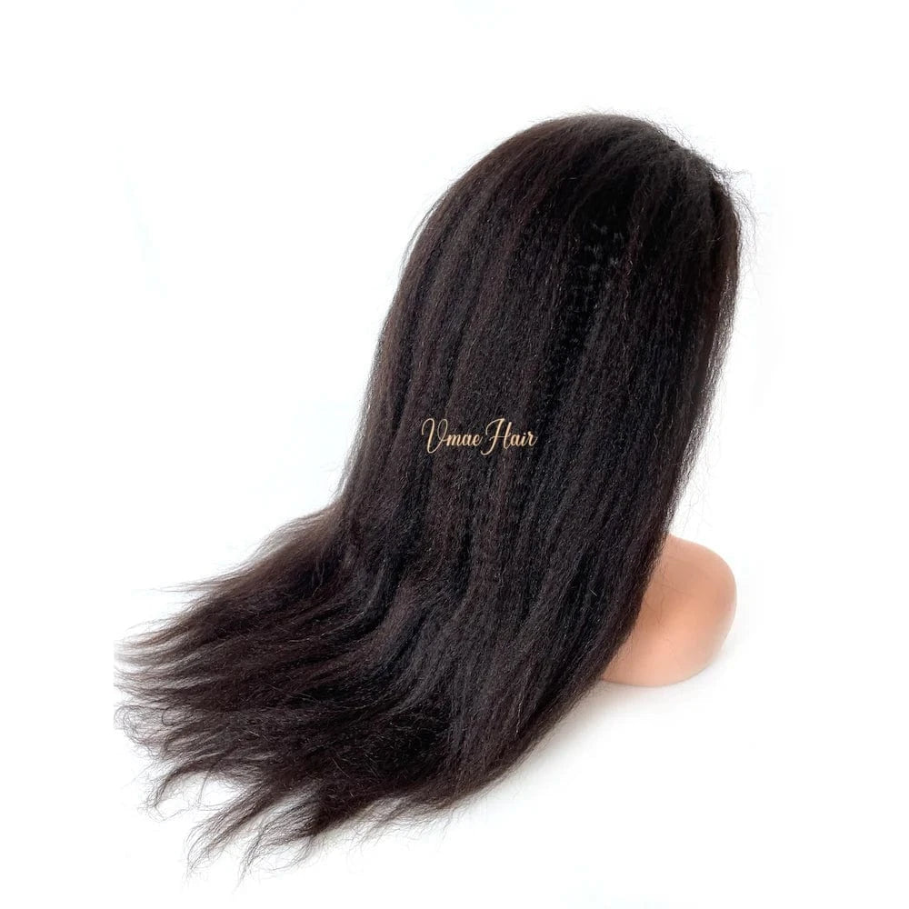 VMAE Indian Raw Coarse Kinky Straight 5x5 HD Lace Human Hair Wig with curly baby hair Black Women easy to add volume thickness