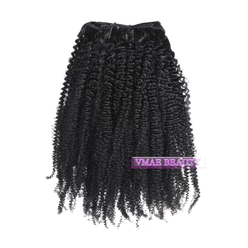 VMAE Kinky Curly Straight Cuticle Aligned Virgin Human Hair Extensions 3A 3B 4A 4B Clips 100g Wave Style Afro Burmese Mongolian