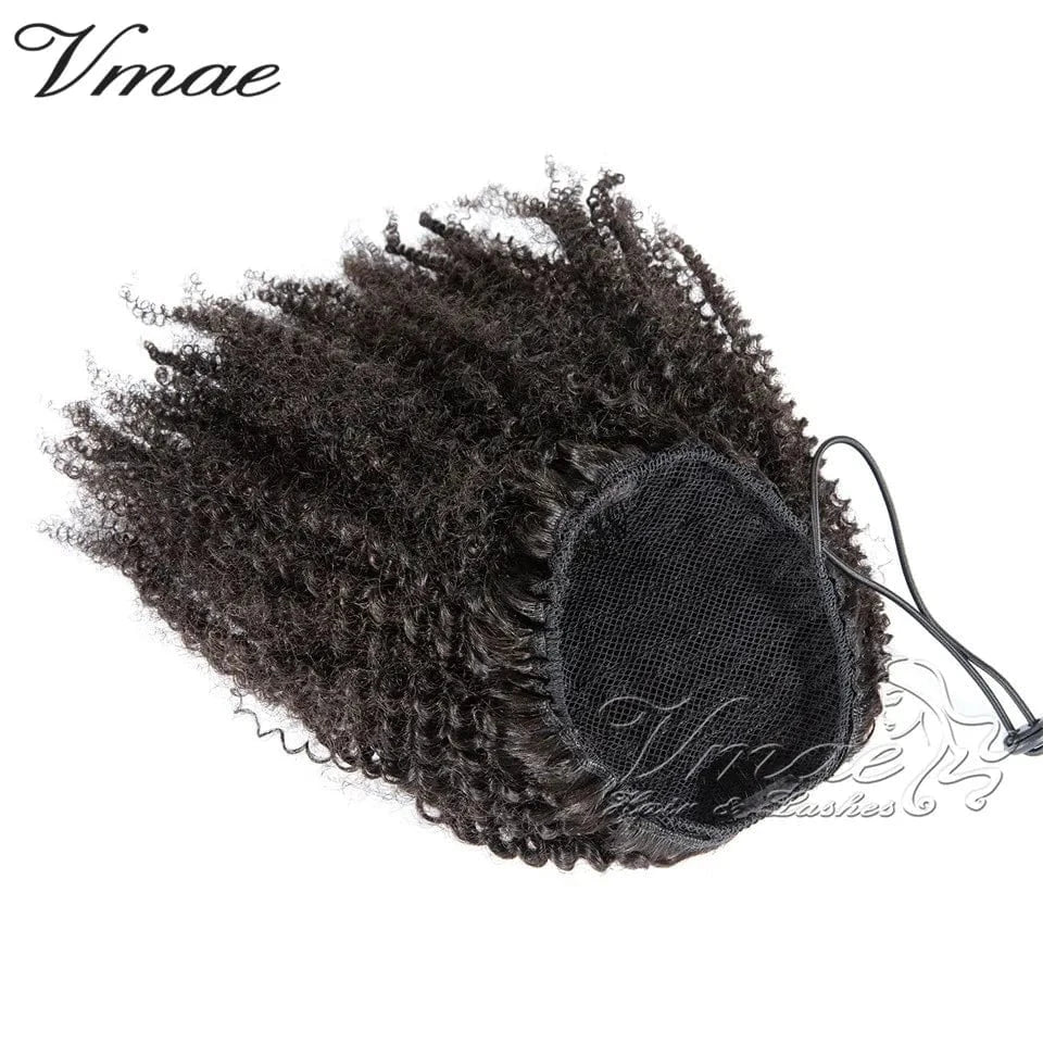 VMAE Malaysia Indian Short Afro 3A 3B 3C 4A 4B 4C Curly Raw Virgin Horse Hair Drawstring Ponytail Hair Extension For African