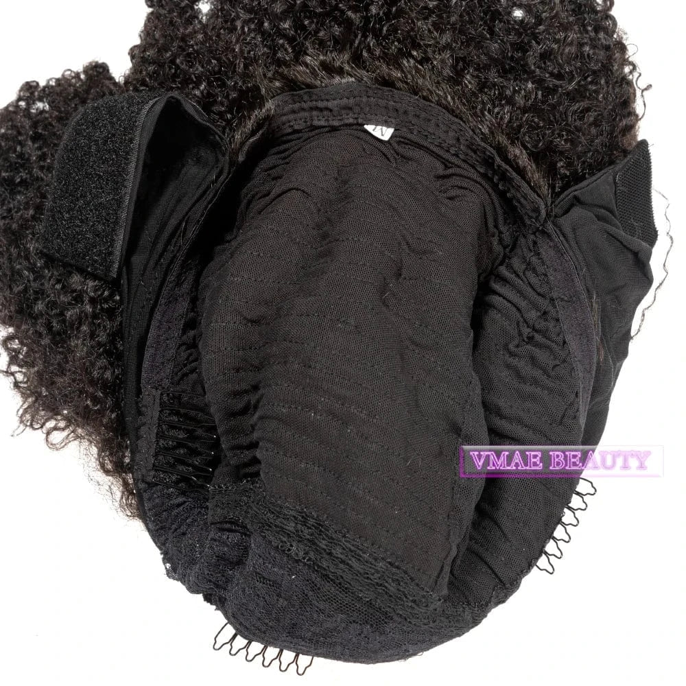 VMAE Raw Remy Hair Wig Extension Natural Color 130 Density Afro Curly Kinky Straight Headband Human Hair Wig