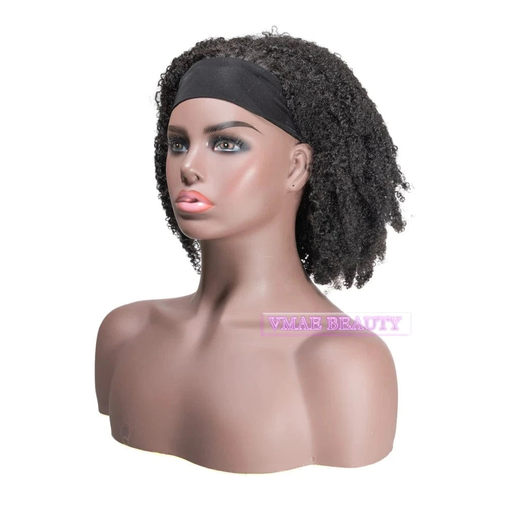 VMAE Raw Remy Hair Wig Extension Natural Color 130 Density Afro Curly Kinky Straight Headband Human Hair Wig