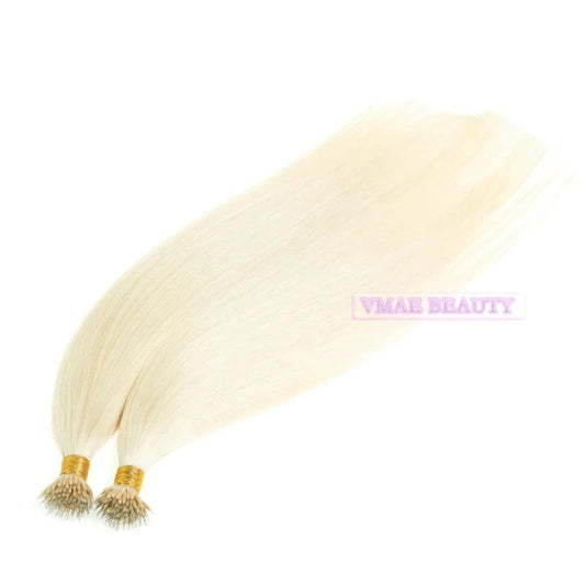 VMAE Raw Virgin Remy Micro Loop Hair 60#Color Straight Double Drawn Light Blonde Nano Ring Human Hair Extension 100g