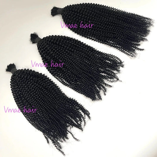 VMAE Unprocessed Virgin Indian Hair Bulk Natural Wave Curl 3B Style No Weft Afro Kinky Human Braiding Hair