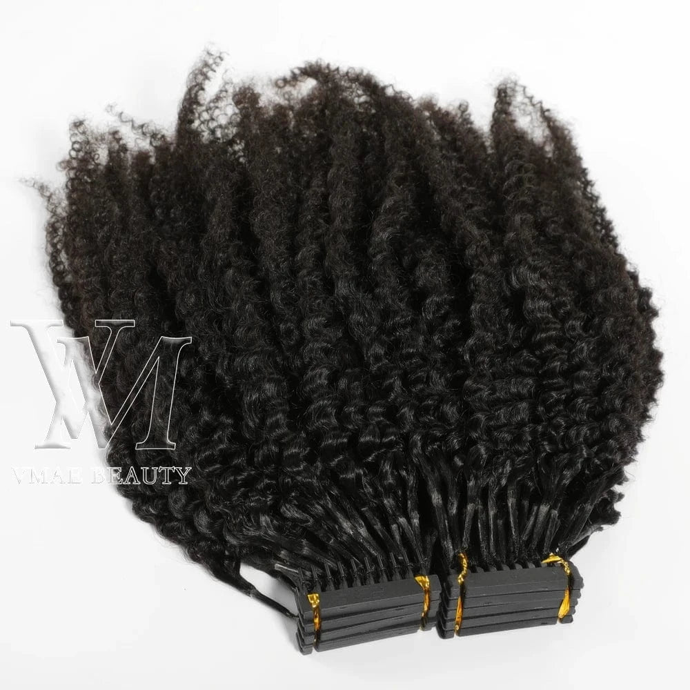 VMAE Virgin Burmese Cuticle Aligned 6D Hair Extension Afro Kinky Curly 4A 4B 4C 3A 3B 3C Prebonded 6D Human Hair Extensions