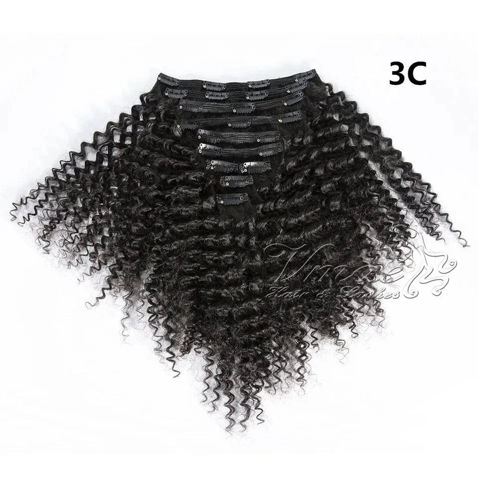 Vmae Virgin Mongolian 100g 120g 140g Natural Black Clip Ins 4A 4B 4C Afro Kinky Curly Clip In Hair Extensions for Black Women