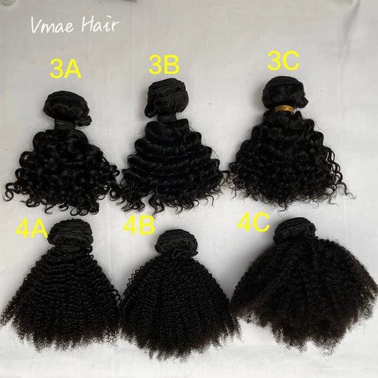 VMAE Wholesale Mongolian Unprocessed Raw Weft Human Hair Bundles Afro Kinky Curly 3A 3B 3C 4A 4B 4C Human Hair Extensions